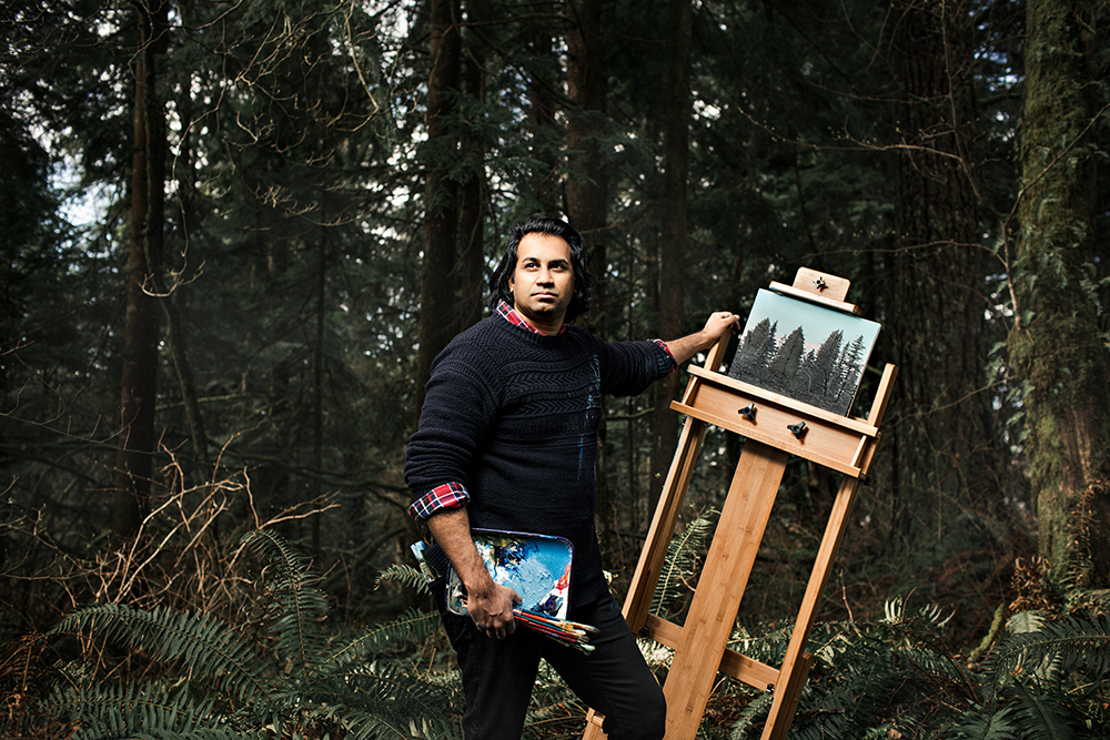 Jason Carvalho, Oil Painter, Burke Mountain Forest, Coquitlam, BC - Image Courtsey of BC Business Magazine 